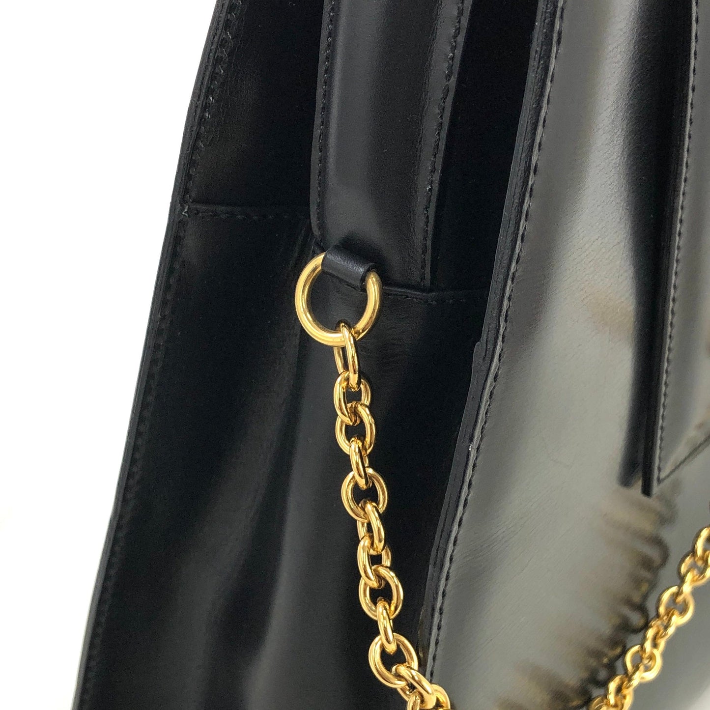 CELINE Mantel Chain Gancini Handbag Black Vintage Old Celine 52xyu2