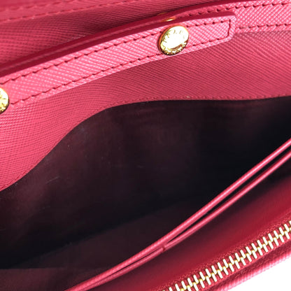 PRADA Logo Saffiano leather Chain Wallet Shoulderbag 1M1405 Pink Vintage Old jz8uth