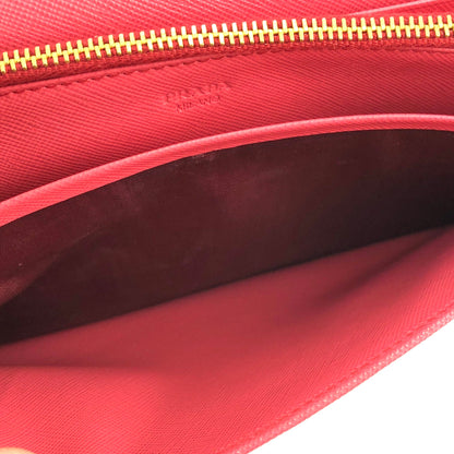 PRADA Logo Saffiano leather Chain Wallet Shoulderbag 1M1405 Pink Vintage Old jz8uth