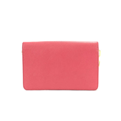 PRADA Logo Saffiano leather Chain Wallet Shoulderbag 1M1405 Pink Vintage Old jz8uth