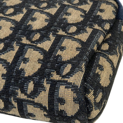 Christian Dior Logo Trotter Oblique Jaguard Pouch Navy Vintage Old fzrdt2