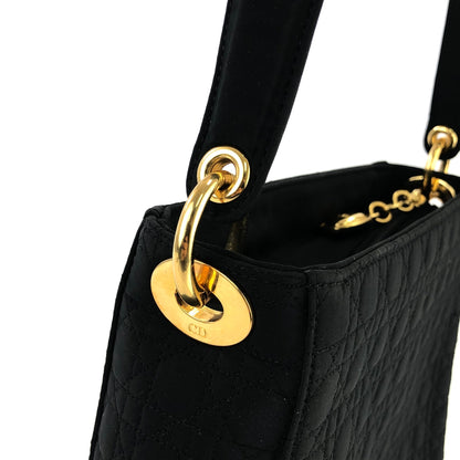 Christian Dior Cannage Lady dior Charm Nylon Shoulderbag Black 6bgtxu