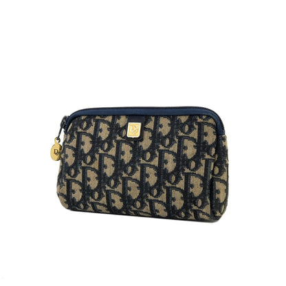 Christian Dior Logo Trotter Oblique Jaguard Pouch Navy Vintage Old fzrdt2