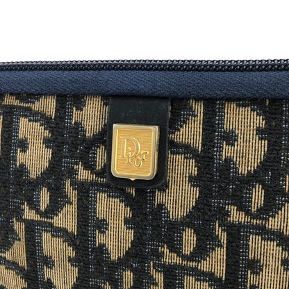 Christian Dior Logo Trotter Oblique Jaguard Pouch Navy Vintage Old fzrdt2