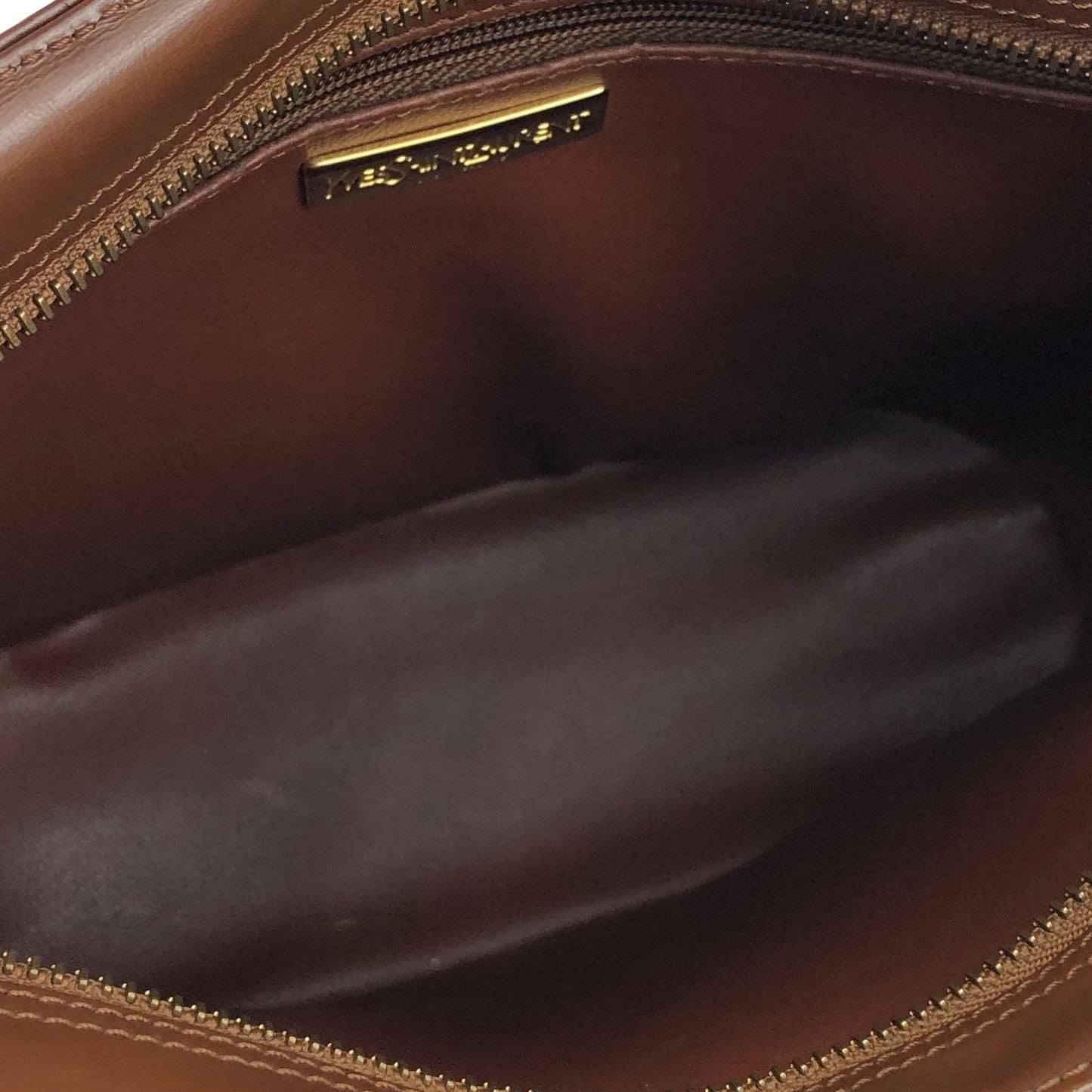 Yves Saint Laurent  YSL Octagon Logo Leather  Shoulder Bag Brown Vintage Vintage Old ddrg5b