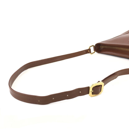 Yves Saint Laurent  YSL Octagon Logo Leather  Shoulder Bag Brown Vintage Vintage Old ddrg5b