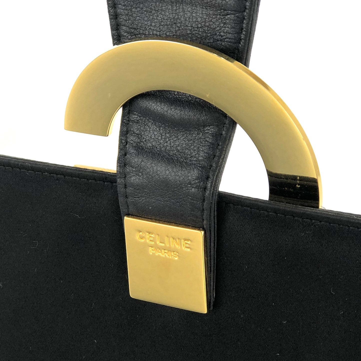 CELINE Circle logo One handle Handbag Satin Black Vintage Old Celine Pouch Circle Pink Accessories 2a4rtk