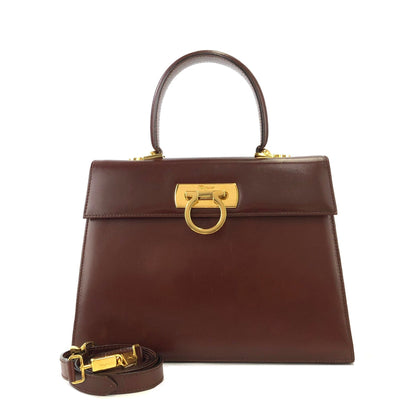 Salvatore Ferragamo Gancini Crossbody Shoulderbag Handbag Brown Vintage Old m4cw6p