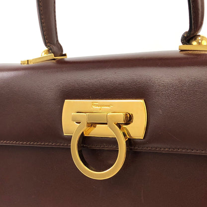 Salvatore Ferragamo Gancini Crossbody Shoulderbag Handbag Brown Vintage Old m4cw6p