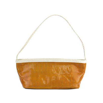 FENDI Logo Mesh Patent leather Hobobag Handbag Orange Vintage Old hv3hkz