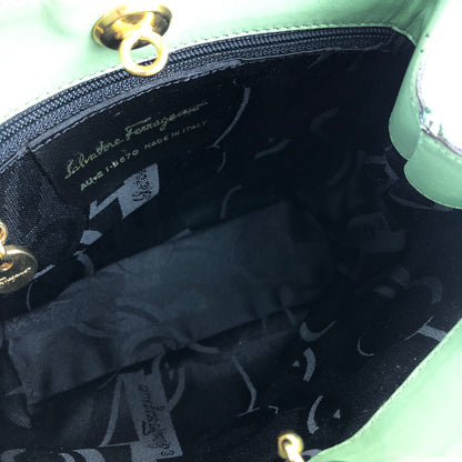Salvatore Ferragamo Vala 羅緞緞帶單手柄迷你手提包綠色復古舊款 nt6k8m