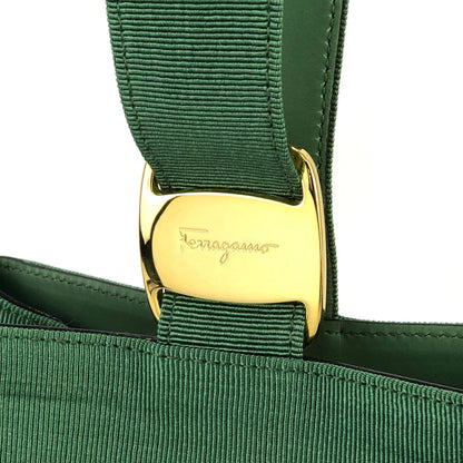Salvatore Ferragamo Vala 羅緞緞帶單手柄迷你手提包綠色復古舊款 nt6k8m