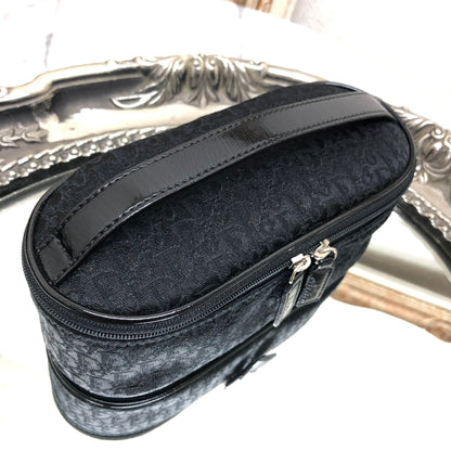 Christian Dior Trotter Oblique Jacquard Mini Handbag Vanity bag Black Vintage Old vez8wd