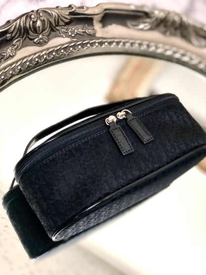 Christian Dior Trotter Oblique Jacquard Mini Handbag Vanity bag Black Vintage Old vez8wd