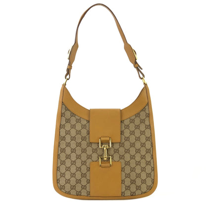 GUCCI GG canvas Horsebit Shoulder bag Camel Vintage Old sd42dg