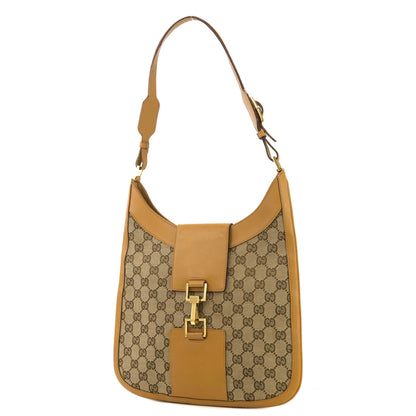 GUCCI GG canvas Horsebit Shoulder bag Camel Vintage Old sd42dg