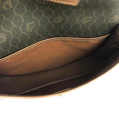 Christian Dior Honeycomb pattern Round Crossbody Shoulderbag Olive brown Vintage Old wzvydk