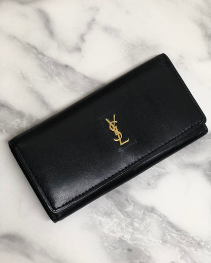 Yves Saint Laurent YSL motif leather key case dark navy w2js36