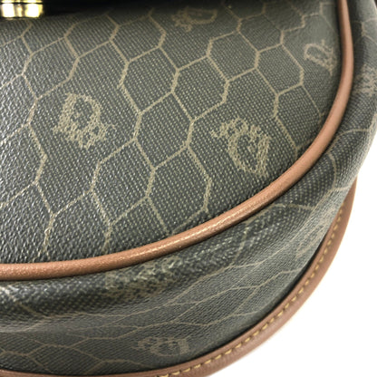 Christian Dior Honeycomb pattern Round Crossbody Shoulderbag Olive brown Vintage Old wzvydk