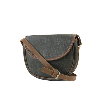 Christian Dior Honeycomb pattern Round Crossbody Shoulderbag Olive brown Vintage Old wzvydk