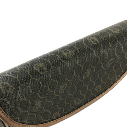 Christian Dior Honeycomb pattern Round Crossbody Shoulderbag Olive brown Vintage Old wzvydk