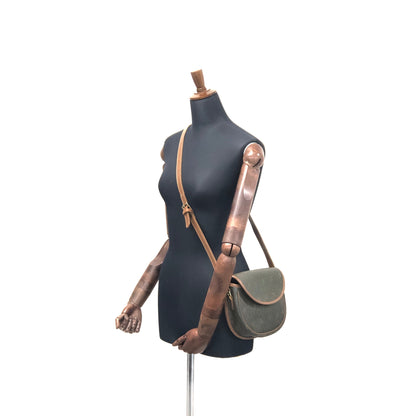 Christian Dior Honeycomb pattern Round Crossbody Shoulderbag Olive brown Vintage Old wzvydk