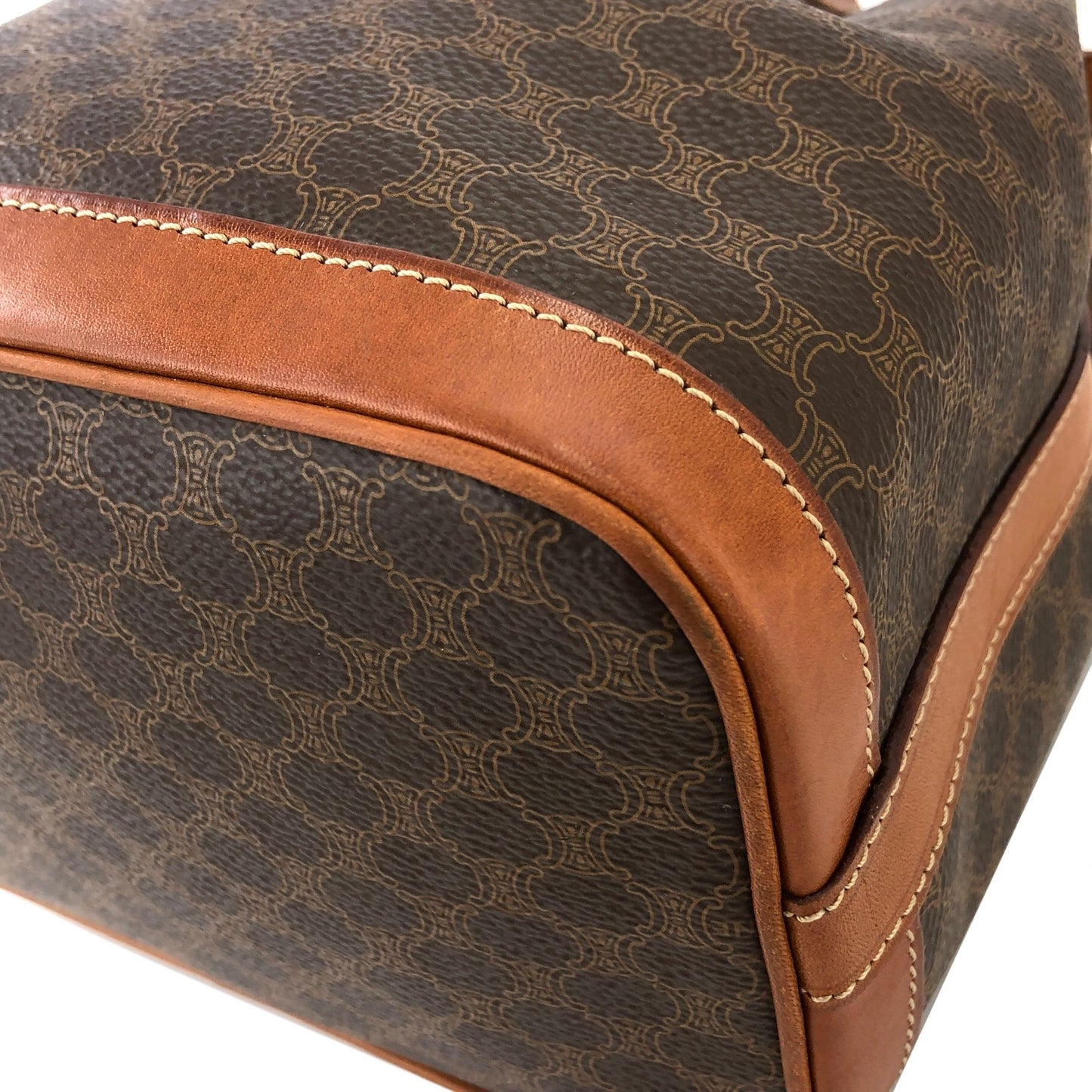 CELINE Macadam Drawstring Shoulder bag Brown Vintage Old Celine s43ypk
