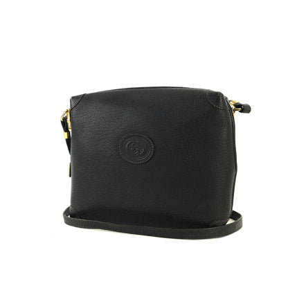 GUCCI GG logo Leather Crossbody Shoulder bag Black Old gucci Vintage 7wudnu