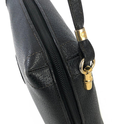 GUCCI GG logo Leather Crossbody Shoulder bag Black Old gucci Vintage 7wudnu