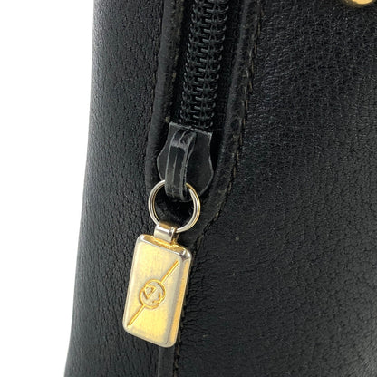 GUCCI GG logo Leather Crossbody Shoulder bag Black Old gucci Vintage 7wudnu