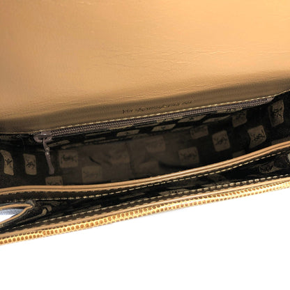 Yves Saint Laurent YSL logo Lizard Round Shoulder bag Brown Vintage Old nzn55d