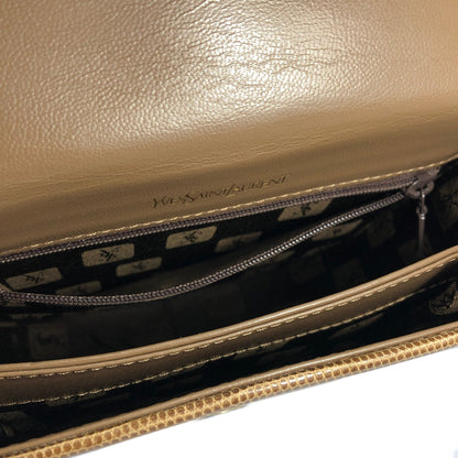 Yves Saint Laurent YSL logo Lizard Round Shoulder bag Brown Vintage Old nzn55d