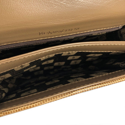 Yves Saint Laurent YSL logo Lizard Round Shoulder bag Brown Vintage Old nzn55d