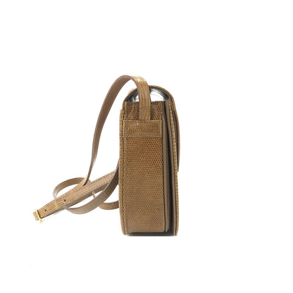 Yves Saint Laurent YSL logo Lizard Round Shoulder bag Brown Vintage Old nzn55d