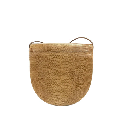 Yves Saint Laurent YSL logo Lizard Round Shoulder bag Brown Vintage Old nzn55d