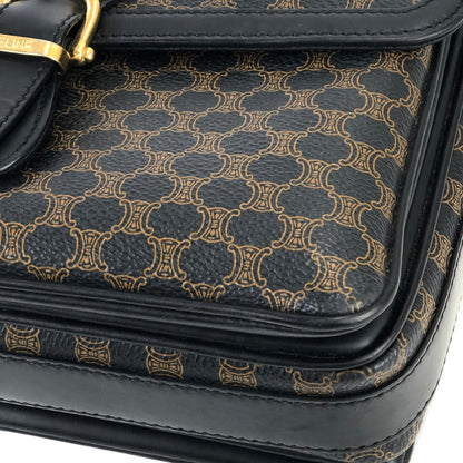 CELINE Macadam Front belt Crossbody Shoulderbag Black Vintage Old CELINE 3raz4y