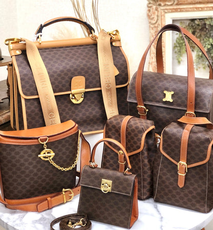CELINE Macadam Blason Triomphe Box 手提包 棕色 復古 舊款 CELINE ifc326