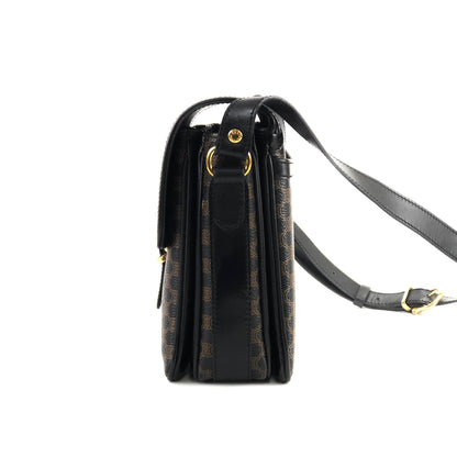 CELINE Macadam Front belt Crossbody Shoulderbag Black Vintage Old CELINE 3raz4y