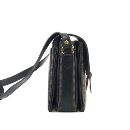 CELINE Macadam Front belt Crossbody Shoulderbag Black Vintage Old CELINE 3raz4y