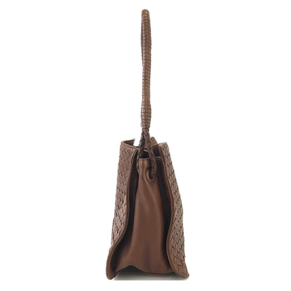 Bottega Veneta Intrecciato Leather Shoulder bag Handbag Brown Vintage Old 4fafga