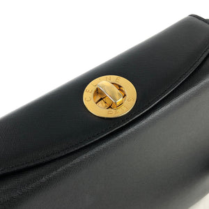 CELINE Turn Lock Logo Leather Shoulderbag Black Vintage Old CELINE ge27h6
