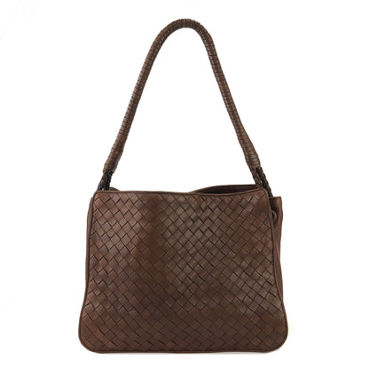Bottega Veneta Intrecciato Leather Shoulder bag Handbag Brown Vintage Old 4fafga