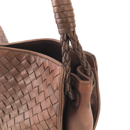 Bottega Veneta Intrecciato Leather Shoulder bag Handbag Brown Vintage Old 4fafga