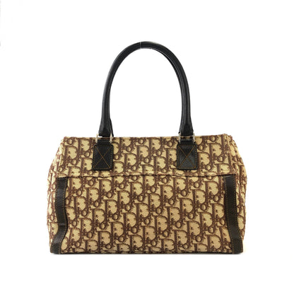 Christian Dior Trotter 提花小號波士頓包手提包棕色復古舊款 r58d7d