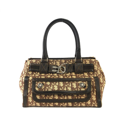 Christian Dior Trotter 提花小號波士頓包手提包棕色復古舊款 r58d7d
