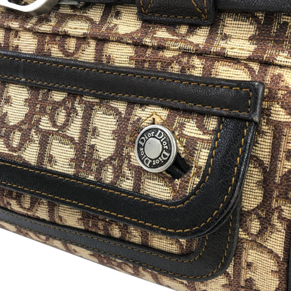 Christian Dior Trotter 提花小號波士頓包手提包棕色復古舊款 r58d7d