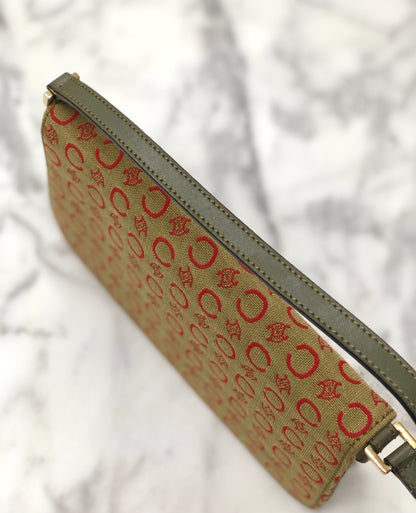 CELINE C Macadam Hobobag Handbag Khaki Vintage Old Celine autfpw