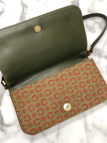 CELINE C Macadam Hobobag Handbag Khaki Vintage Old Celine autfpw