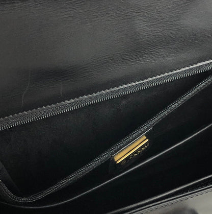 GUCCI Bamboo handle Turn lock Handbag Black Vintage Old GUCCI 5f244y