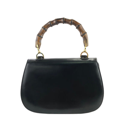 GUCCI Bamboo handle Turn lock Handbag Black Vintage Old GUCCI 5f244y